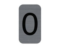 Plaque adhésive imitation Aluminium Chiffre 0 2,5x4,4 cm - Gris