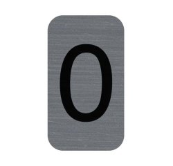 Plaque adhésive imitation Aluminium Chiffre 0 2,5x4,4 cm - Gris