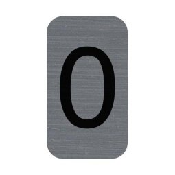 Plaque adhésive imitation Aluminium Chiffre 0 2,5x4,4 cm 67190E