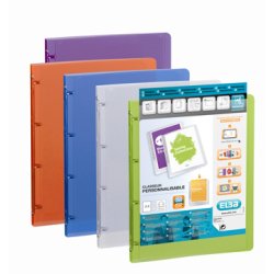 Classeur Oxford polyvision personnalisable  a4 dos 20mm 4 anneaux ronds couverture polypro translucide coloris assortis
