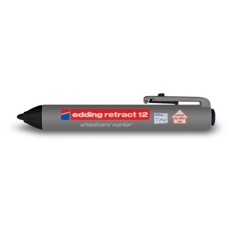Marqueur edding e12 tableau blanc rétractable rechargeable pointe ogive 1.5/3mm effaçable à sec coloris noir