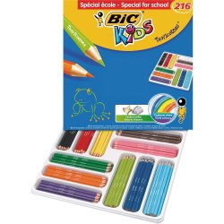 Crayon couleur bic kids tropicolors hexagonal 175mm mine résistante pigmentée coloris vifs coffret scolaire 216 unités