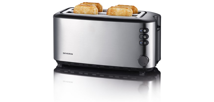 Grille-pain pour 4 tranches AT 2509, inox / noir