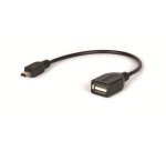 Hamlet 0.15m USB 2.0 - mini-USB 2.0 A F/M USB cable Mini-USB A USB A Black