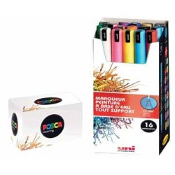 Marqueur posca pc1mr pointe calibree extra fine trait     0,7mm coloris assortis boite  16 unites