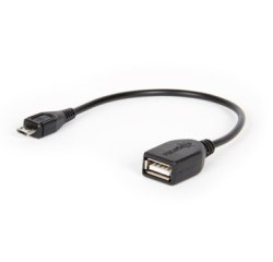 Hamlet micro USB-USB M-F 0.15m USB cable USB 2.0 Micro-USB A USB A Black