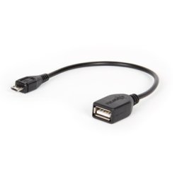 Hamlet micro USB-USB M-F 0.15m USB cable USB 2.0 Micro-USB A USB A Black