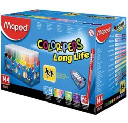 Feutre coloriage maped color'peps triangulaire encre ultra-lavable pointe bloquée coffret scolaire 144 unités