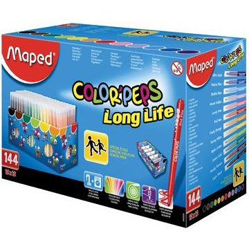 Feutres dessin COLOR'PEPS Long Life, présentoir de 144