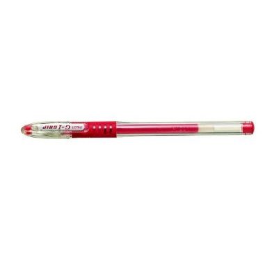 Stylo-bille pilot g1 grip écriture moyenne 0.5mm encre gel rechargeable corps translucide grip caoutchouc rouge