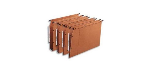 Dossier suspendu l'oblique azv ultimate kraft 240g armoire entraxe 330mm h275mm fond v porte-étiquette boîte 25 unités