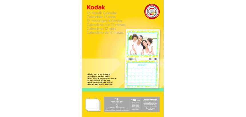 Kodak Calendario para impresora de tinta. incluye 13 hojas, sofware y nudillo