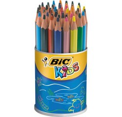 Crayon couleur bic kids evolution résine synthèse 140mm triangle gros module résiste mordillage pot 48 unités