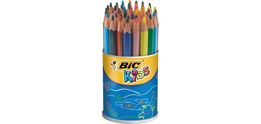 Crayon couleur bic kids evolution résine synthèse 140mm triangle gros module résiste mordillage pot 48 unités