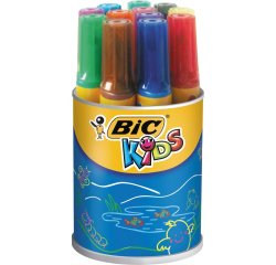 Marqueur bic kids décoralo inodore inséchable air pointe ogive indéformable bloquée couleurs très vives pot 12 unités