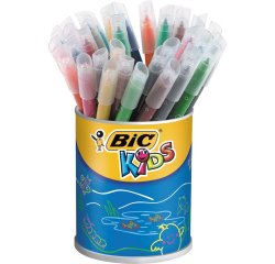 Feutre bic kids coloriage encre ultra-lavable capuchon ventilé pointe bloquée pot 36 unités