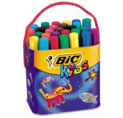 Marqueur bic kids décoralo inodore inséchable air pointe ogive indéformable bloquée couleurs très vives pot 30 unités