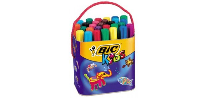 Marqueur bic kids décoralo inodore inséchable air pointe ogive indéformable bloquée couleurs très vives pot 30 unités