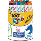 Marqueur bic mini velleda corps plastique effaçable pointe ogive 1.2mm résistante faible odeur 6 couleurs pot 24 unités