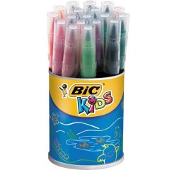 Feutre bic kids visaquarelle encre lavable pointe pinceau extra-souple bloquée couleurs très vives pot 18 unités