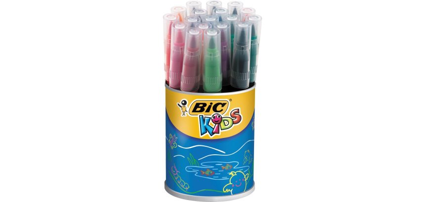 Feutre bic kids visaquarelle encre lavable pointe pinceau extra-souple bloquée couleurs très vives pot 18 unités