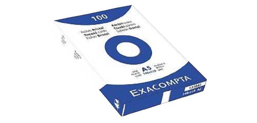 Fiche bristol 105 x 148 mm unie blanche non perforée  Exacompta - Boîte de 100