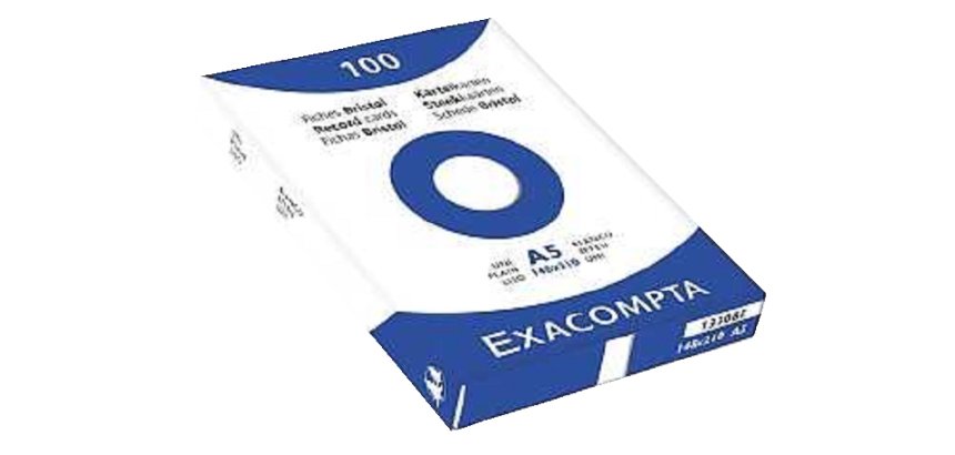 Fiche bristol 105 x 148 mm unie blanche non perforée  Exacompta - Boîte de 100