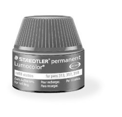 Recharge feutre permanent staedtler lumocolor 487 17    pour feutres 313/314/317/318  flacon 15ml coloris noir