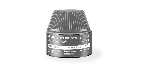 Recharge feutre permanent staedtler lumocolor 487 17    pour feutres 313/314/317/318  flacon 15ml coloris noir