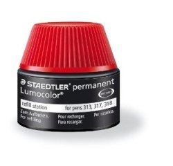 Recharge feutre permanent staedtler lumocolor 487 17    pour feutres 313/314/317/318  flacon 15ml coloris rouge