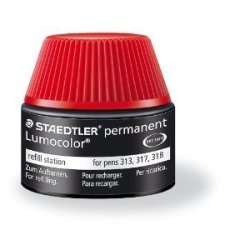 Recharge feutre permanent staedtler lumocolor 487 17    pour feutres 313/314/317/318  flacon 15ml coloris rouge
