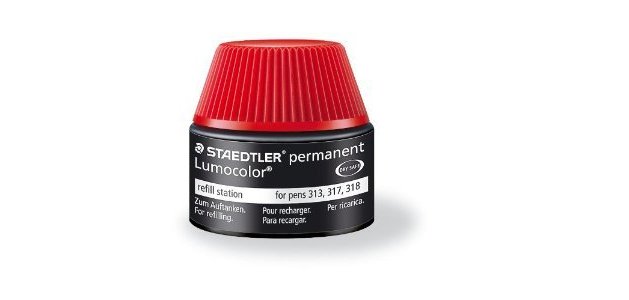 Recharge feutre permanent staedtler lumocolor 487 17    pour feutres 313/314/317/318  flacon 15ml coloris rouge