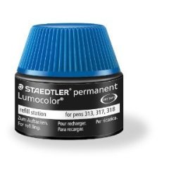 Recharge feutre permanent staedtler lumocolor 487 17    pour feutres 313/314/317/318  flacon 15ml coloris bleu