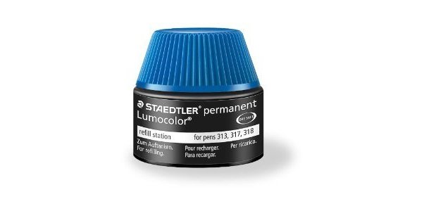 Recharge feutre permanent staedtler lumocolor 487 17    pour feutres 313/314/317/318  flacon 15ml coloris bleu