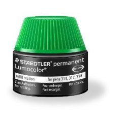 Recharge feutre permanent staedtler lumocolor 487 17    pour feutres 313/314/317/318  flacon 15ml coloris vert