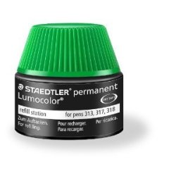 Recharge feutre permanent staedtler lumocolor 487 17    pour feutres 313/314/317/318  flacon 15ml coloris vert