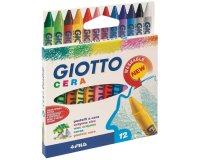 Etui crayons a la cire cera giotto forme ronde 8mm 9cm    lavable 12 unites coloris     assortis