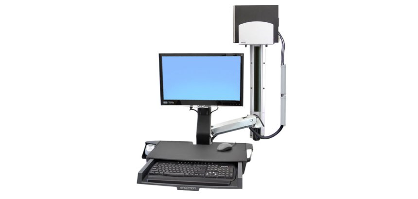 Ergotron StyleView Sit-Stand Combo System with Worksurface 61 cm (24") Mur