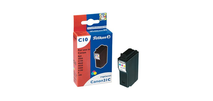 Cartouche d'encre compatible pelikan canon bci-21 cyan/magenta/jaune pack 3 couleur