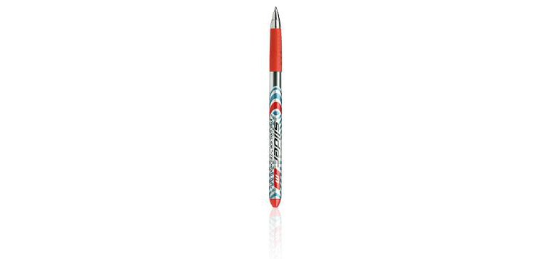 Stylo-bille schneider slider basic viscoglide trait moyen  grip caoutchouc sechage       rapide  neutre en co2 couleur