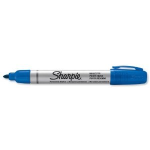 Marqueur sharpie permanent pointe ogive fine tracé 1mm corps métal coloris bleu
