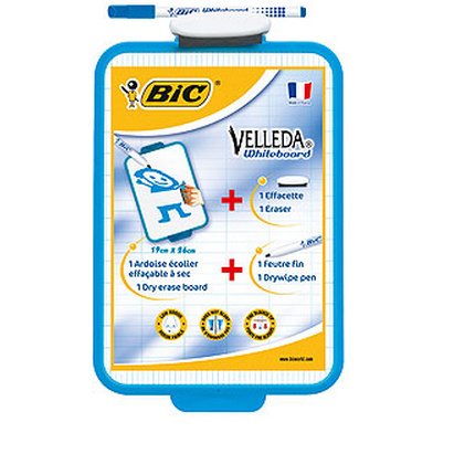Velleda Ardoise Ecolier Double Face Effaçable + Feutre Bleu Effaçable + Effacette - Turquoise x1