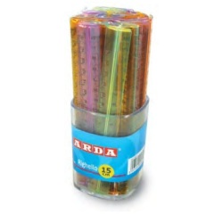 Barattolo 50 righelli - 15cm - colori trasparenti assortiti - Arda