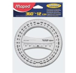 Rapporteur Geometric 360 deg, 120 mm, en plastique