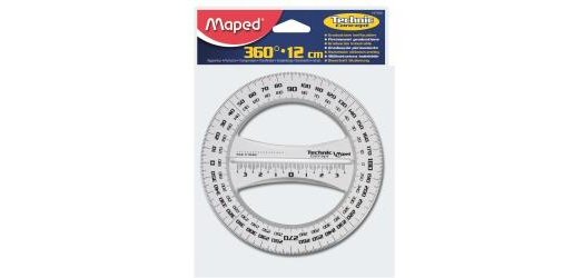 Rapporteur Geometric 360 deg, 120 mm, en plastique