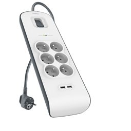Belkin BSV604ca2m Blanc 6 sortie(s) CA 2 m