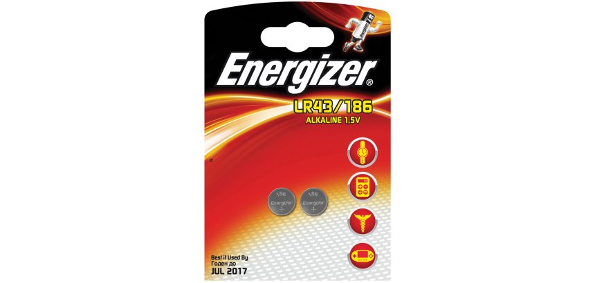 Pile mini LR43/186, pack de 2 piles