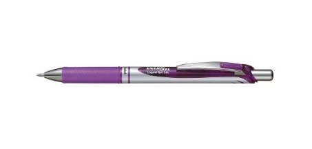 Roller pentel energel retractable rechargeable      pointe metal fine 0,7mm clip  metal coloris violet