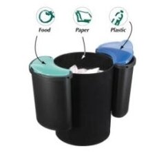 Kit de tri sélectif : 1 corbeille à papier Noir Confort 16L + 2 compartiments de 4,5L chacun