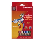 Crayon couleur stabilo trio long bois triangulaire 175mm mine large souple 4mm taille-crayons offert pochette 12u